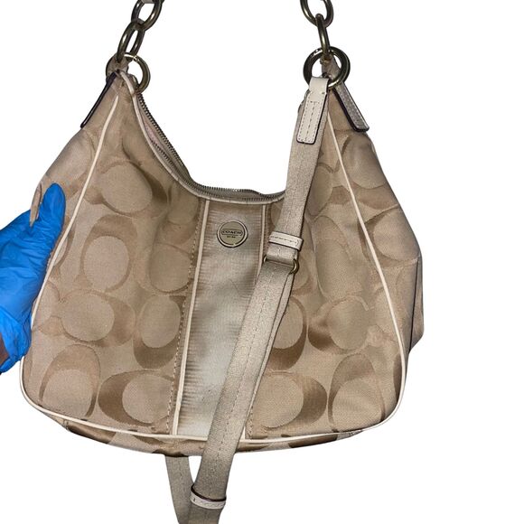 Coach Signature Stripe Convertible Hobo Bag (Shoulder & Crossbody) - Picture 7 of 14